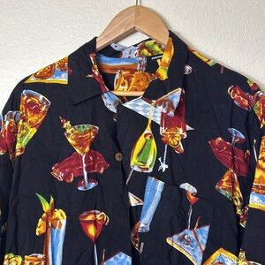 Cocktail Print Black Shirt